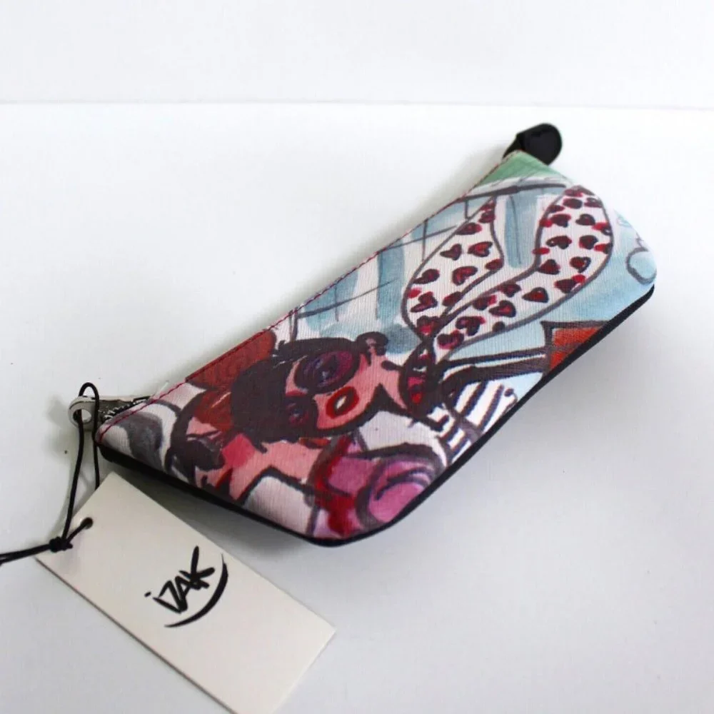 Izak Zenou Girls with Scarf Zip Pencil Case Makeup Bag Case Small - Picture 4 of 5